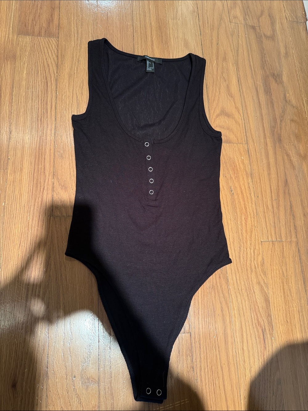 Forever 21 black Ribbed Tank Bodysuit